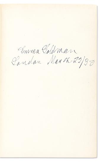 Goldman, Emma (1869-1940) Living My Life, Signed and Dated Single Volume Edition.
